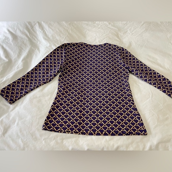 J McLaughlin | Women’s SZ S | Purple Gold Chain Equestrian Print Catalina Top - Picture 7 of 8